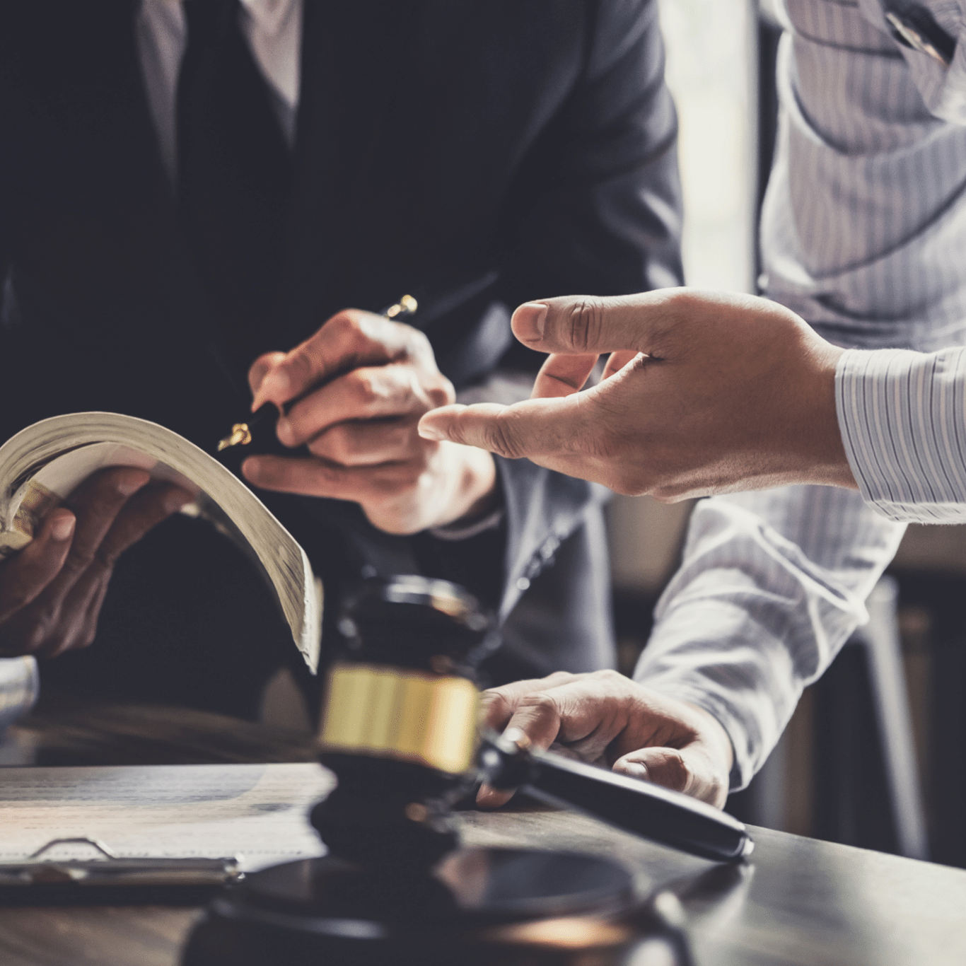 Good service cooperation, Consultation of Businessman and Male lawyer or judge counselor having team meeting with client, Law and Legal services concept